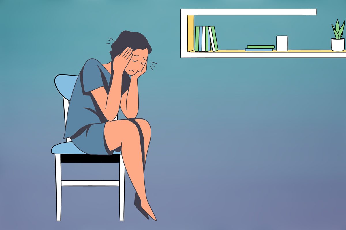 불안해하는 사람 일러스트